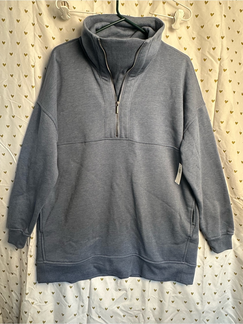 Old Navy women’s blue Gray Half-Zip Pullover Sweater NWT size M (oversized)